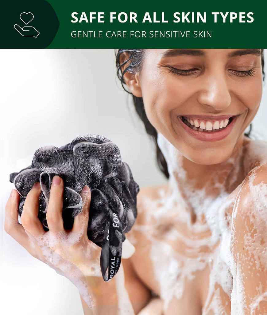 Safe for all skin types gentle care for sensitive skin - Royal Craft Wood's Loofah Bath Sponge Set Of 3 provides safe and gentle care for all skin types, even sensitive skin.