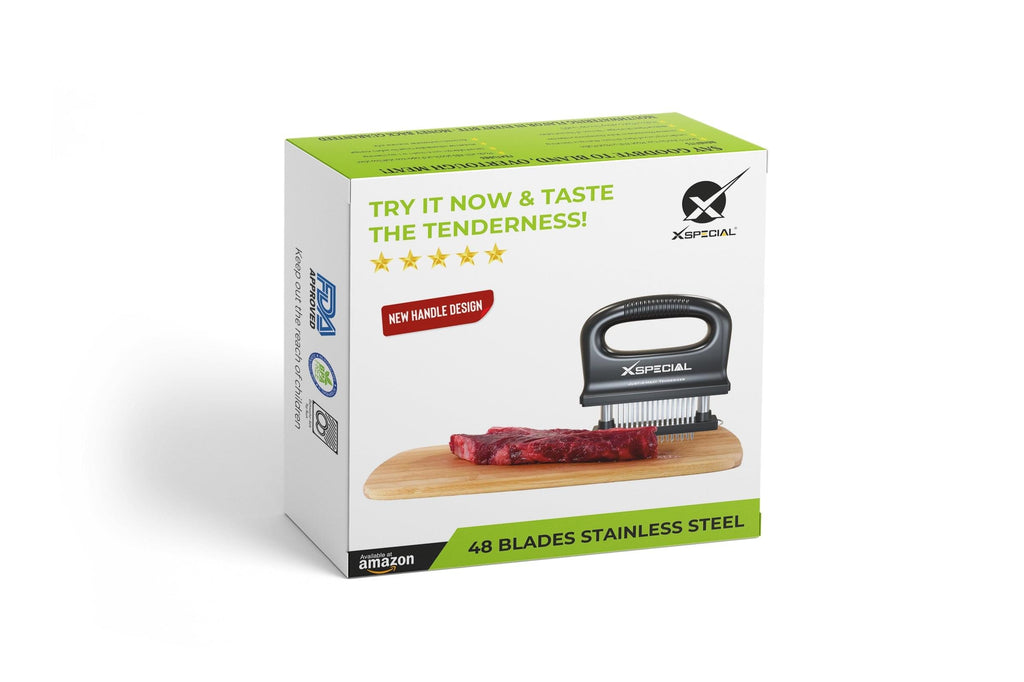 XSpecial Marketplace offers a box designed for Meat Lovers and Foodies, containing their Deluxe Meat Tenderizer Tool and knife.