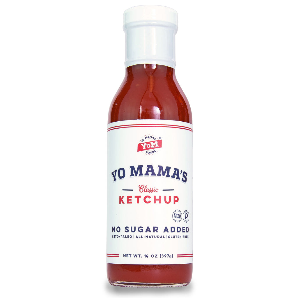 No Yo Mama's Foods Classic Ketchup (Keto Certified) showcased on a white background.