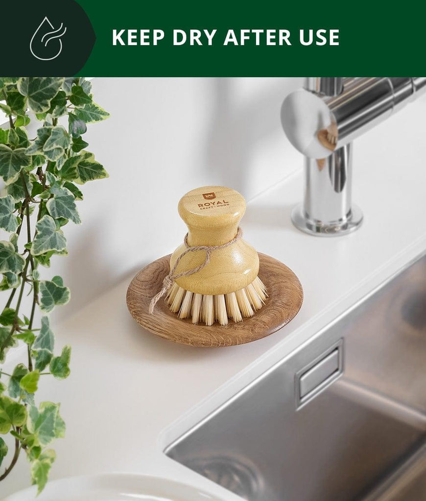 Keep dry after using the Dish washing brush for foodies by Royal Craft Wood.