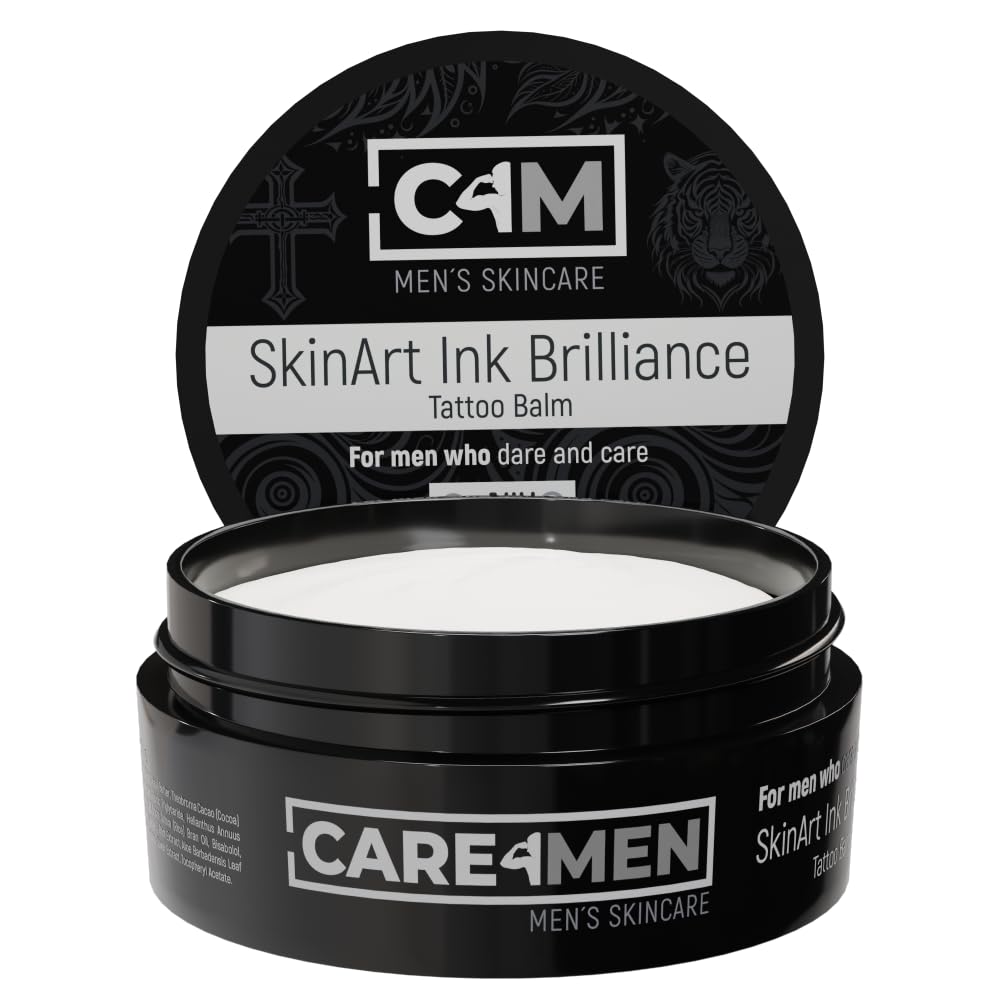 Care for your men's skin with Tattoo Balm & Aftercare Cream Unscented by Care4Men to moisturize and enhance brilliance.