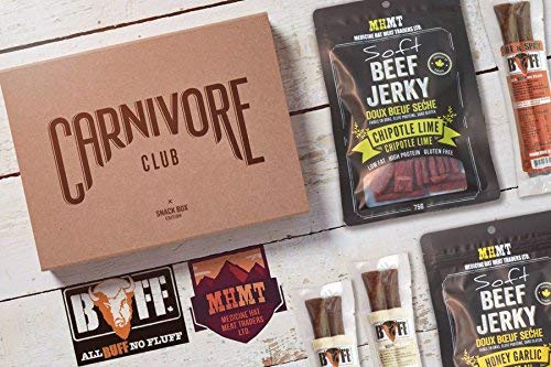 Carnivore Club Snack Box Sampler, perfect for Meat Lovers, showcasing XSpecial Marketplace beef jerky gift box.