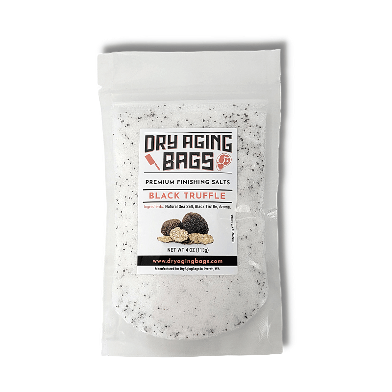 A bag of Black Truffle Salt by DryAgingBags™ with a white background and XSpecial Marketplace.