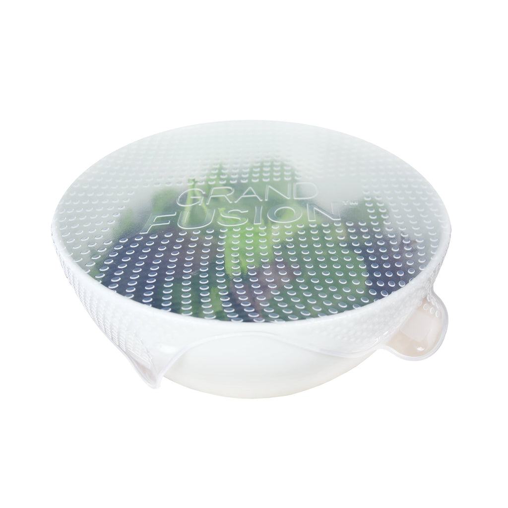 A white bowl filled with Silicone Food Wrap 4 Pack and other XSpecial Marketplace items from Grand Fusion Housewares, LLC.