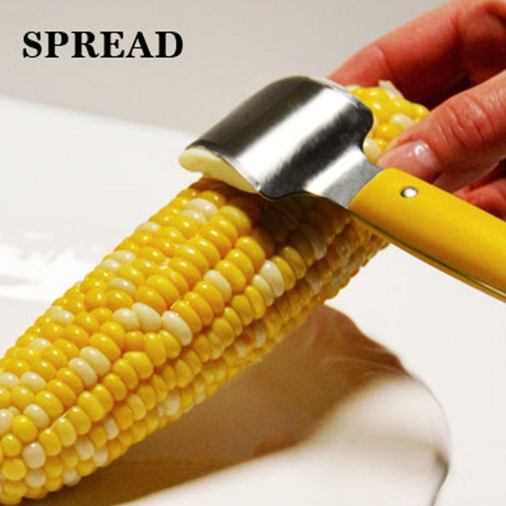 A person is spreading corn on the cob with an XSpecial Meat Tenderizer Tool plus Butter Once 2pk, (BUNDLE).