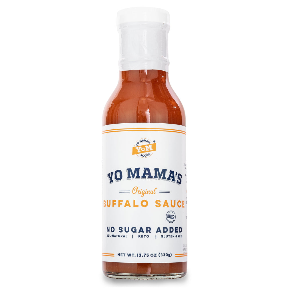 Yo Mama's Foods' Classic Buffalo sauce, perfect for XSpecial Marketplace and beloved by Foodies and Meat Lovers alike, showcased on a white background.