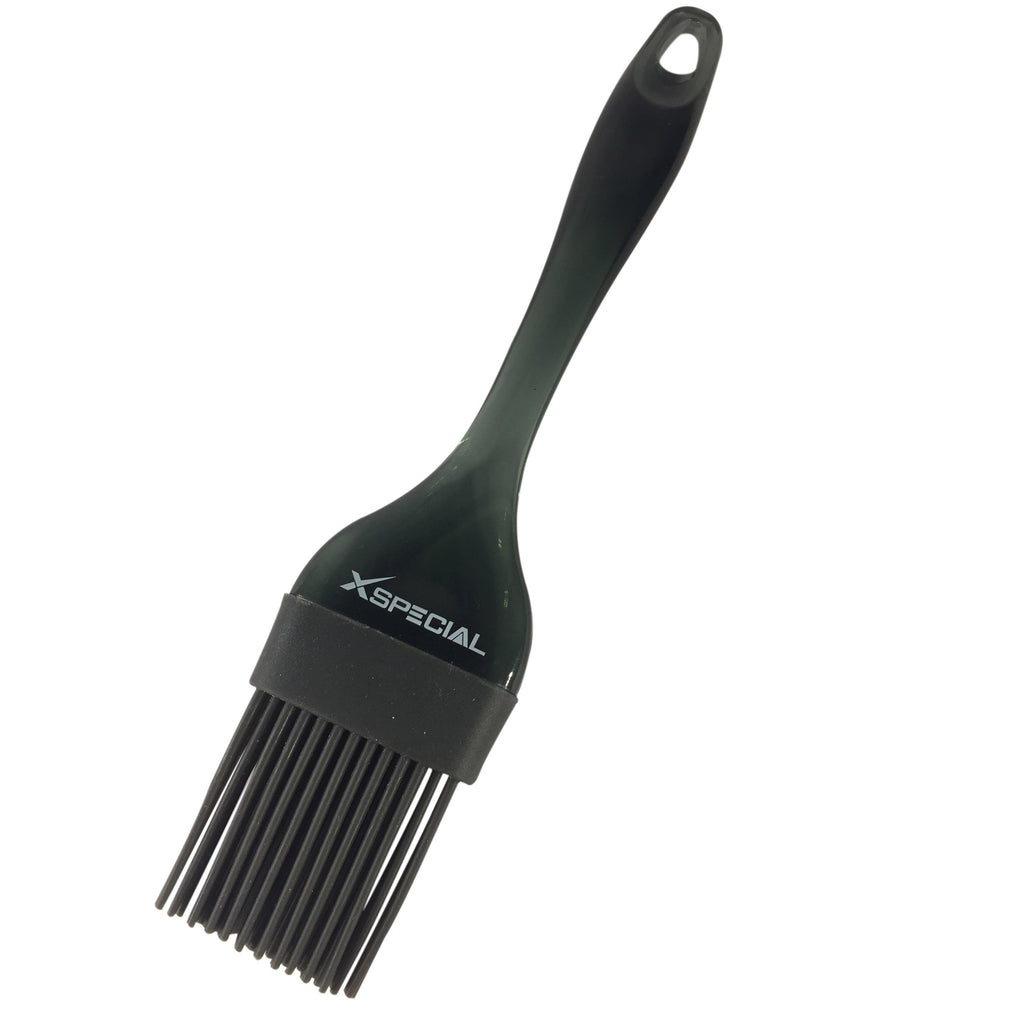 A black silicone Cooking Brush By XSpecial with a black handle on a white background.