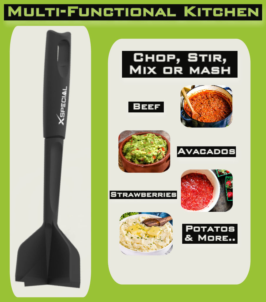 XSpecial Meat Chopper for Ground Beef - Hamburger Smasher & Separator Tool, Meat Masher & Spatula, Kitchen Utensil for Cooking Ground Meat, Meat Crusher & Crumbler - Mix n Chop Tool for ground meat cooking.