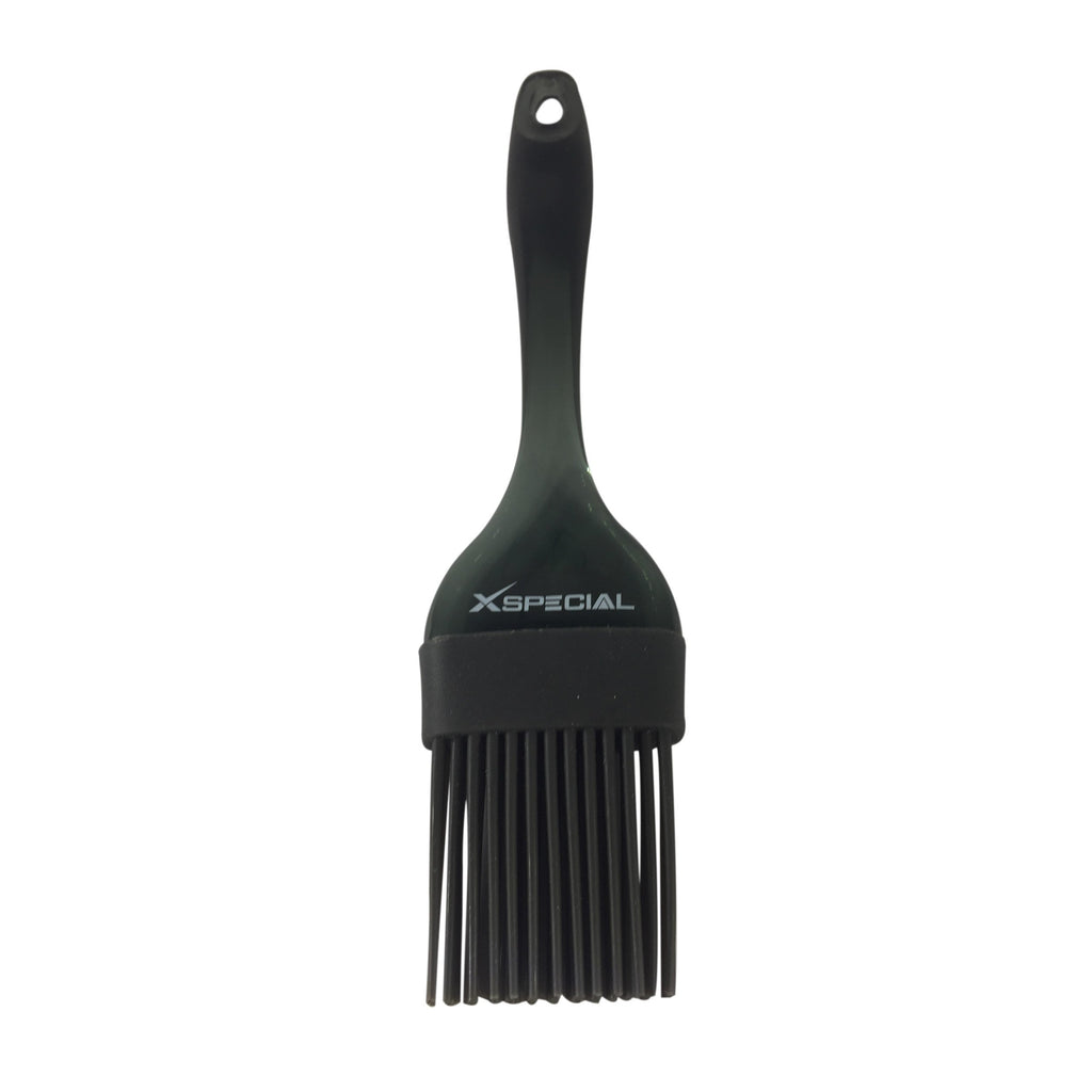A black silicone brush with a handle on a white background. > Cooking Brush By XSpecial