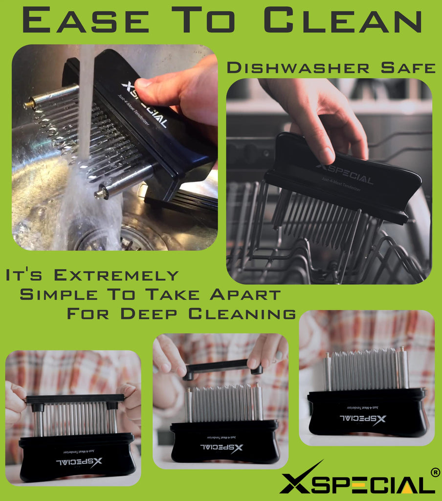 Easy to clean XSpecial Meat Tenderizer Tool 48-Blades Stainless Steel dishwasher - screenshot.