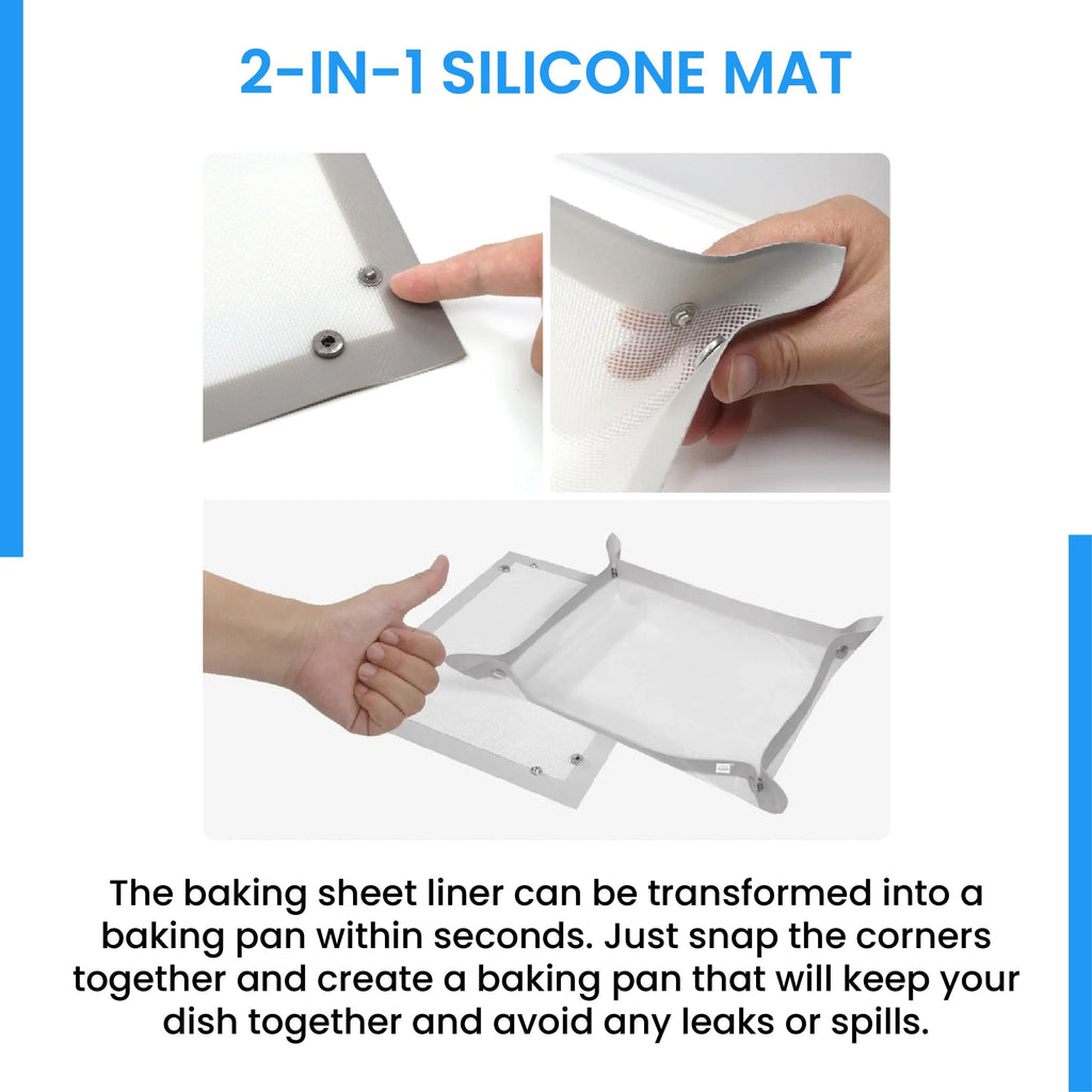 BPA Free Non-Stick Silicone Baking Mat that snaps together at the corners, perfect for Meat Lovers and compatible with XSpecial Marketplace's Blade Meat Tenderizer Tool.
