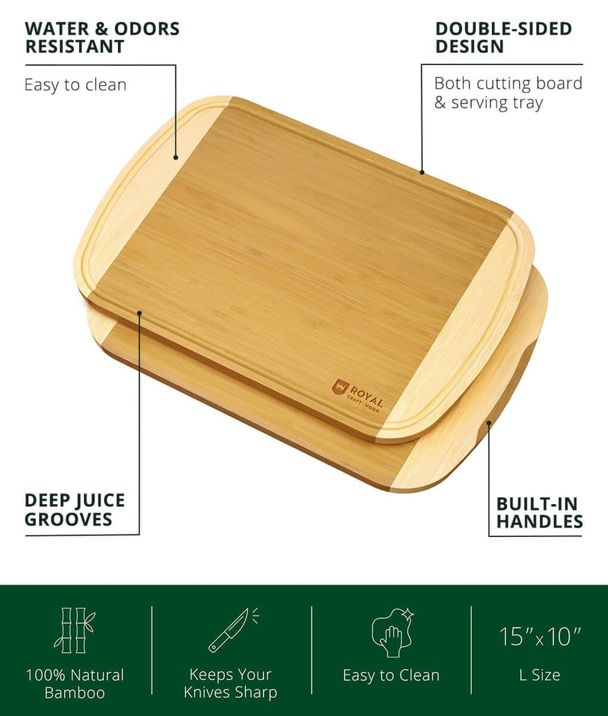 A luxury cutting board by Royal Craft Wood, perfect for meat lovers and includes a blade meat tenderizer tool.