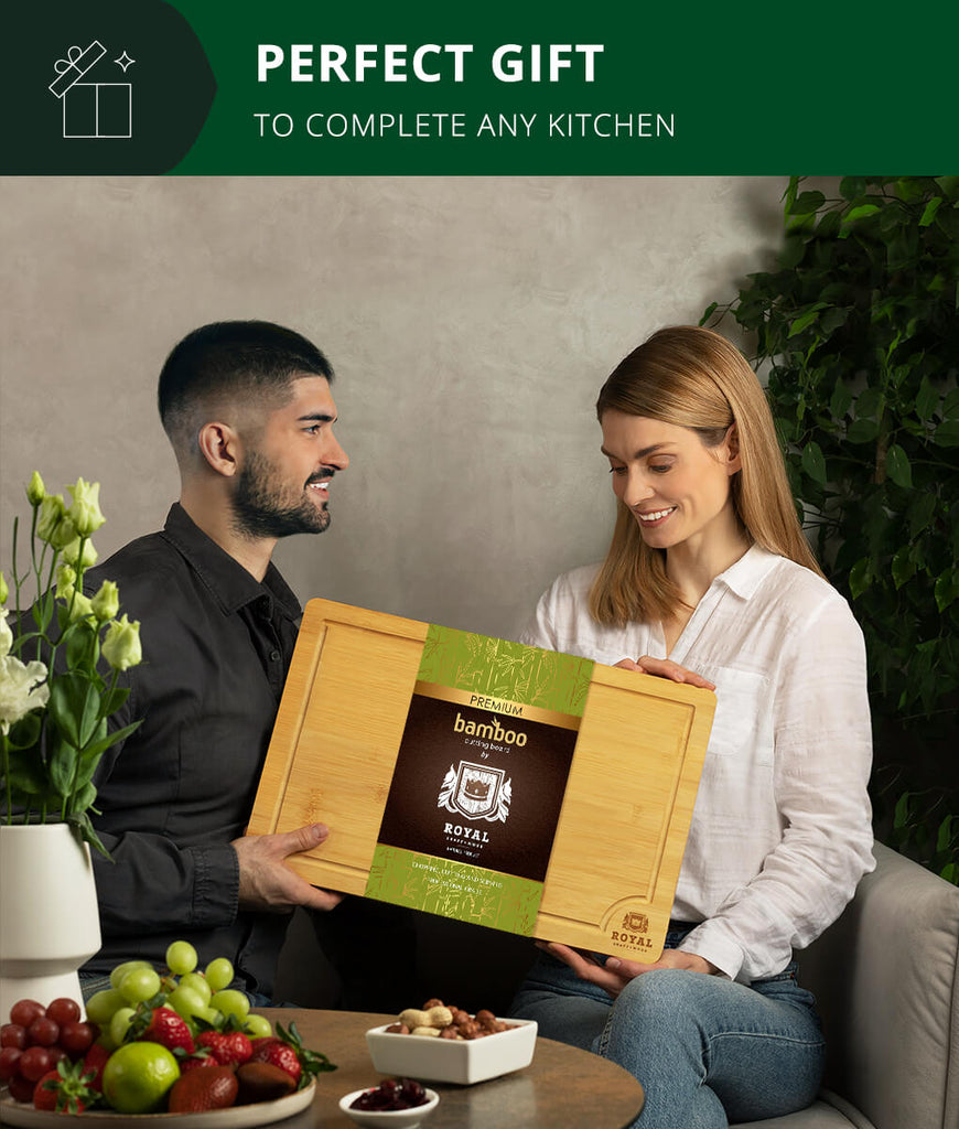 The perfect gift for foodies and meat lovers is the Large Cutting Board, 20x14" by Royal Craft Wood.