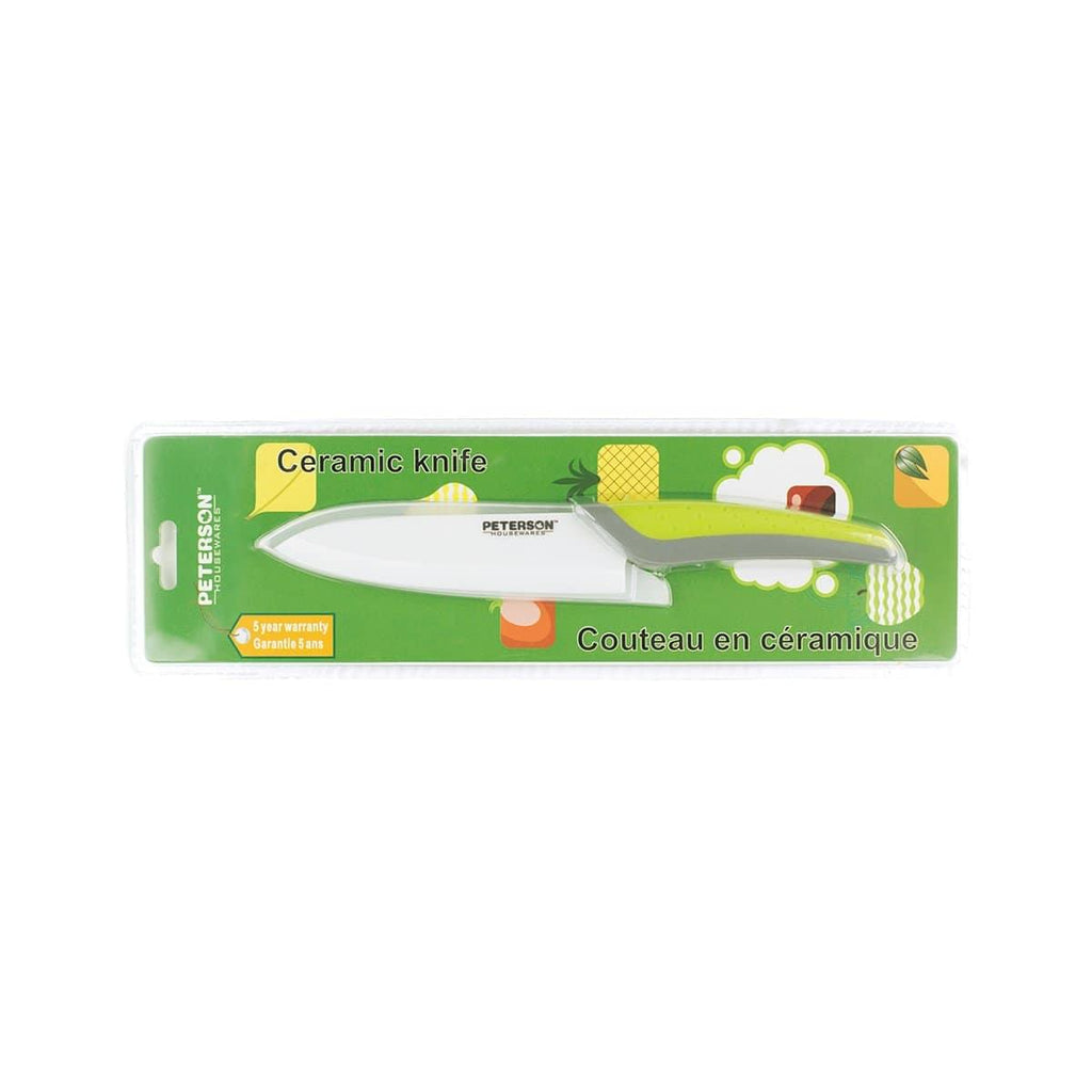 A Ceramic knife for foodies and meat lovers, with a green handle, from Peterson Housewares & Artwares.