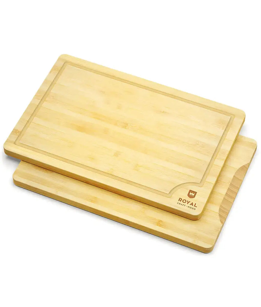 Two Bamboo cutting boards 12x18 by Royal Craft Wood on a white background with XSpecial Marketplace.