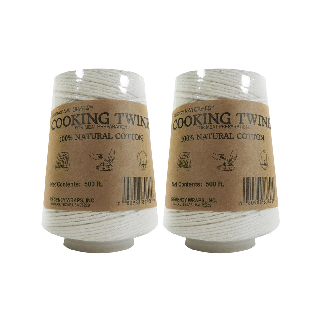 Two spools of Regency Wraps Cotton Butchers Cooking Twine For Meat Trussing, Food Prep, Natural, 500 feet Cone, Multi Pack by Grand Fusion Housewares,