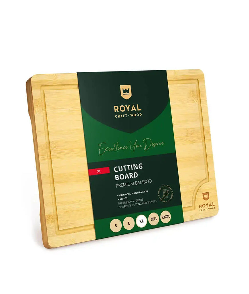 A royal bamboo cutting board with the word "royal" on it, sold on XSpecial Marketplace.