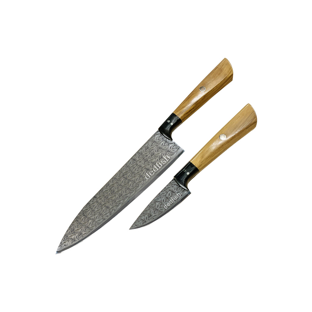 Two Carnivore Club USA knives with wooden handles, ideal for foodies, showcased on a white background.