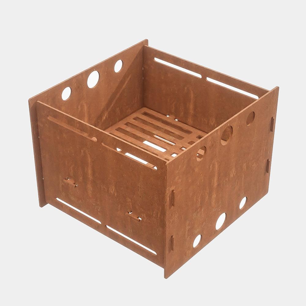 A brown wooden box with holes in it, the Fuel Saver For All 30" and 40" Grills by Arteflame Outdoor Grills available at XSpecial Marketplace.