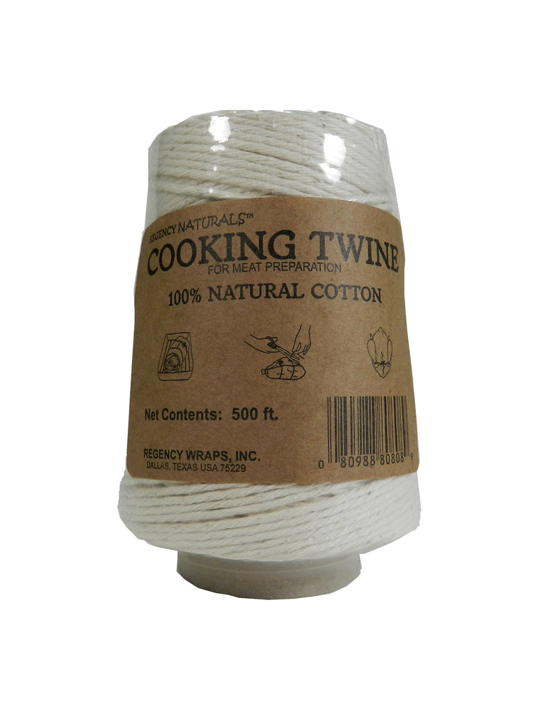 A spool of Regency Wraps Cotton Butchers Cooking Twine For Meat Trussing, Food Prep, Natural, 500 feet Cone, Multi Pack by Grand Fusion Housewares, LLC on