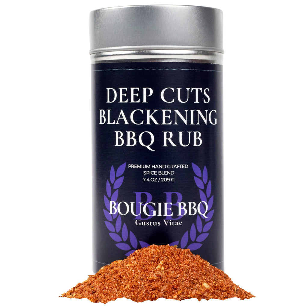 Deep Cuts Blackening BBQ Rub & Seasoning by Gustus Vitae for grilling.