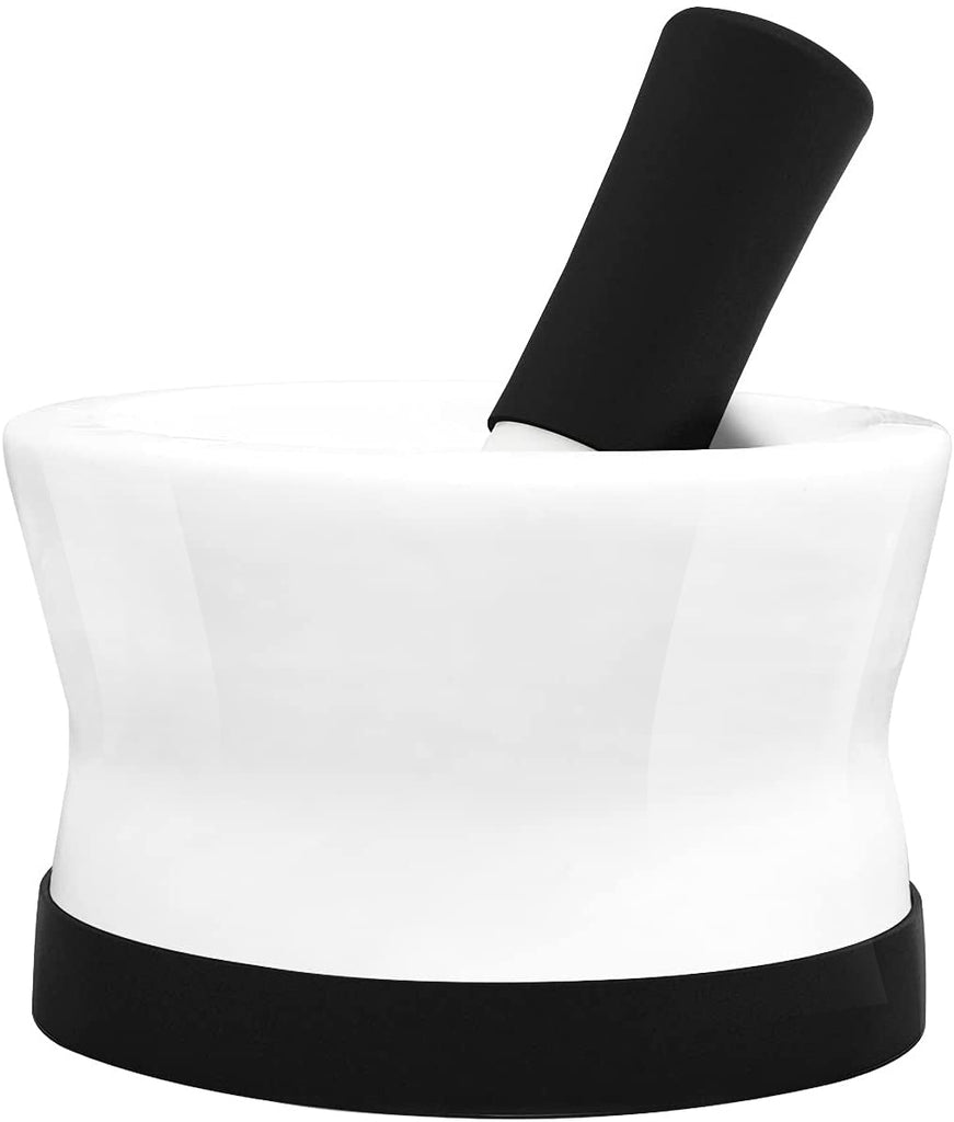 A Small XSpecial Silicone & Porcelain Mortar and Pestle Set by Cooler Kitchen for Foodies on a white background.