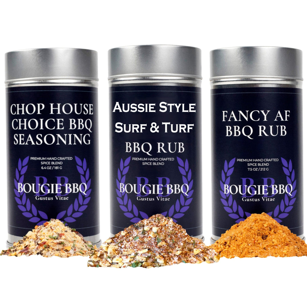 Doug's Surf & Turf BBQ Seasonings Collection - 3 Pack by Gustus Vitae is a meat lovers' dream, offering the perfect blend of flavors for grilling enthusiasts.