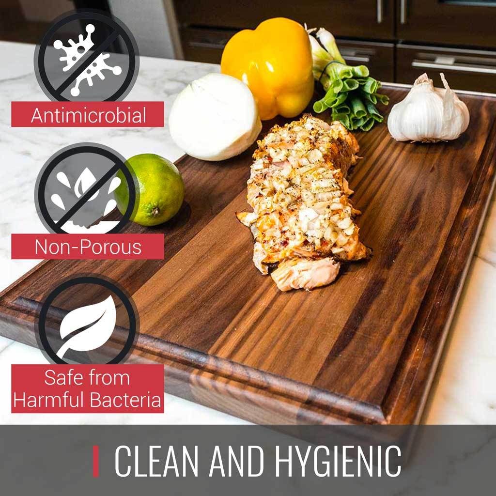 Hygienic Virginia Boys Kitchens Walnut Wood Cutting Board perfect for foodies and meat lovers.